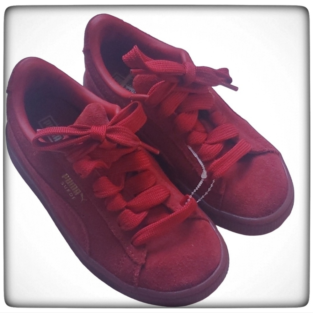 Puma Red Suede Youth Sneakers-Size 1